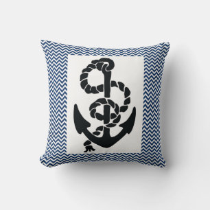 ALMOFADA NAUTICAL /ANCHOR E ROPE,MARINHO BRANCO AZUL