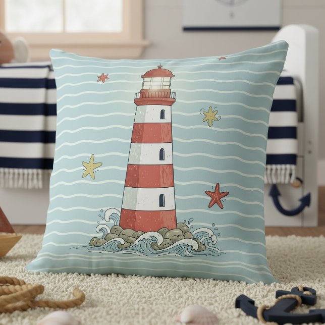 Almofada Nautical Lighthouse & Starfish ID1249 (Criador carregado)