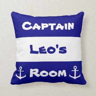 Almofada Náutico Marinho de quarto de criança, âncora a
