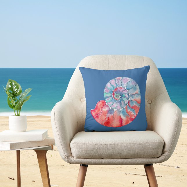 Almofada Náutilos de Cinza Vermelha Azul (Criador carregado)