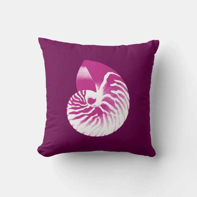 Almofada Nautilus shell - berinjela roxa e branca (Frente)