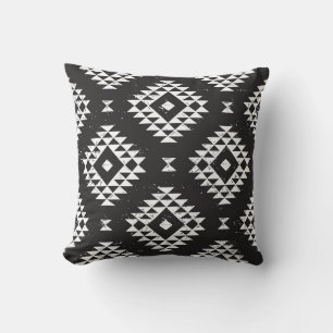 Almofada Navajo Geométrico: Tribal Branco Negro.