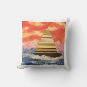 Almofada Navio de vela com velas riscadas