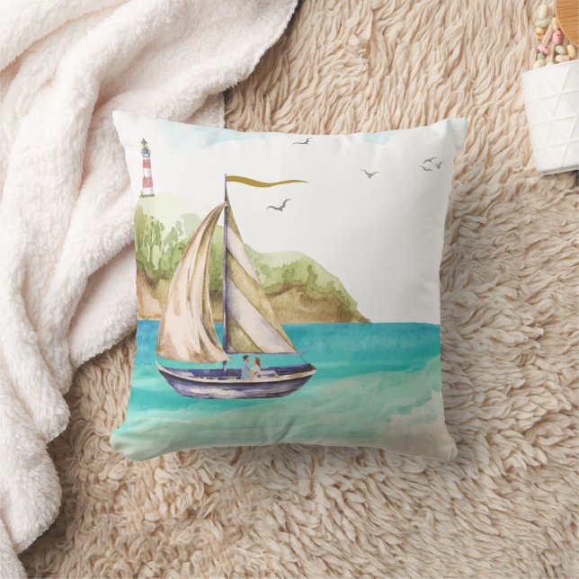 Almofada Navio de vela em um Travesseiro decorativo de 16"x (Cobertor)