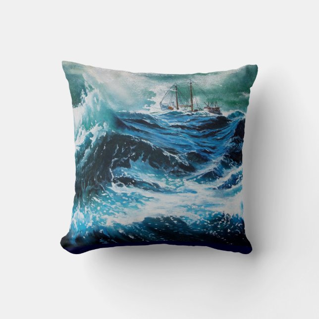 Almofada Navio no mar em tempestade (Frente)