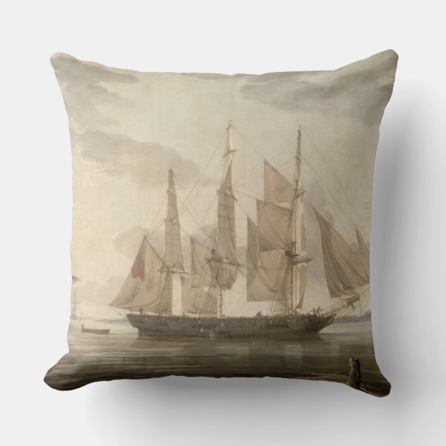 Almofada Navios no porto, 1805 (óleo em canvas) (Frente)