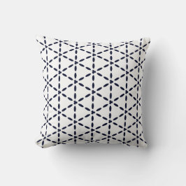 Almofada Navy Blue Geometric Pattern on White