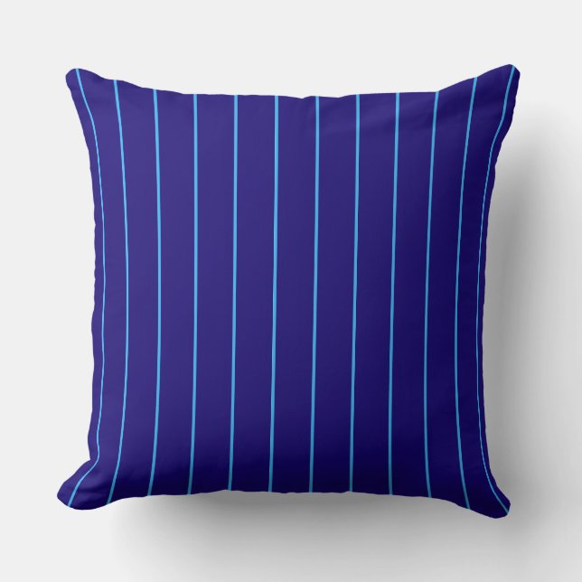 Almofada Navy Blue Pinstripe Throw Pillow | Modern Coastal  (Frente)