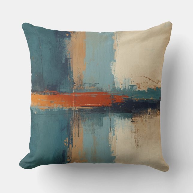 Almofada Navy Blue Teal Red Modern Rustic Abstract Design (Frente)