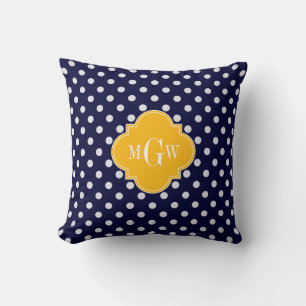 Almofada Navy Bolinha Goldenrod Quatrefoil 3 Monograma