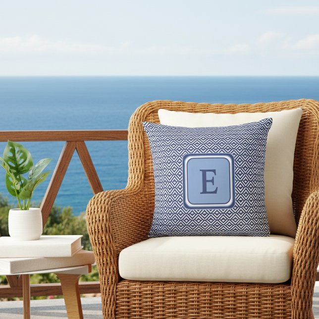 Almofada Navy Geometric Chevron Monogram Design (Criador carregado)