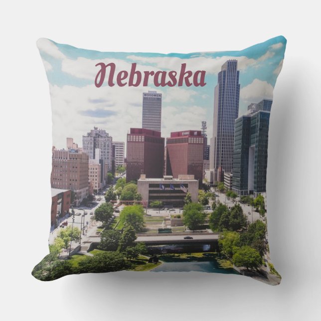 Almofada Nebraska City Skyline Omaha (Frente)