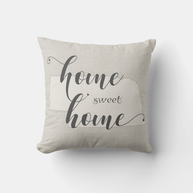 Almofada Nebraska - Home Sweet Home Burlap look (Frente)