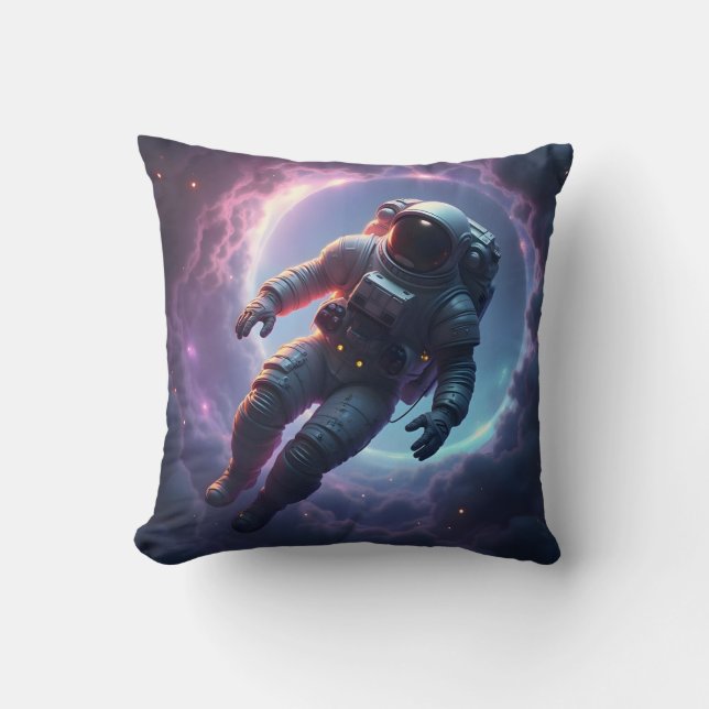 Almofada Nebula Drift: O Explorador Solitário – Arte Espaci (Frente)