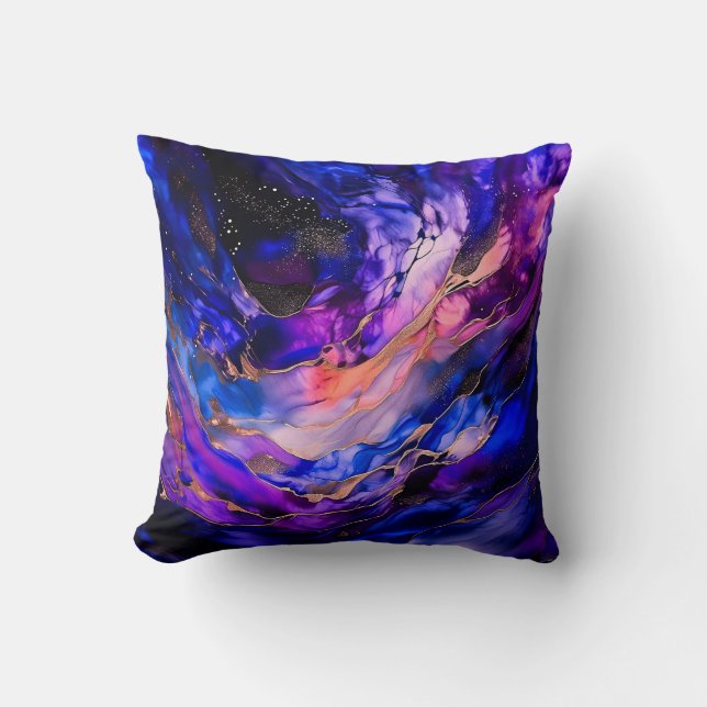 Almofada Nebulosa do Espaço Roxo na Tinta Álcool (Frente)