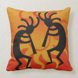 Almofada Negro E Laranja Sudoeste De Kokopelli Tribal Sun