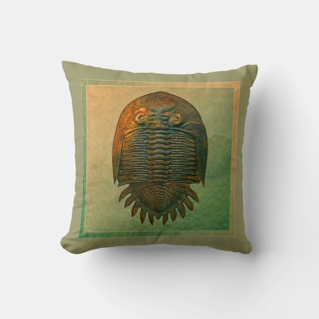Almofada Neometacanthus Fossil Trilobite "Paleo-chic" (Frente)