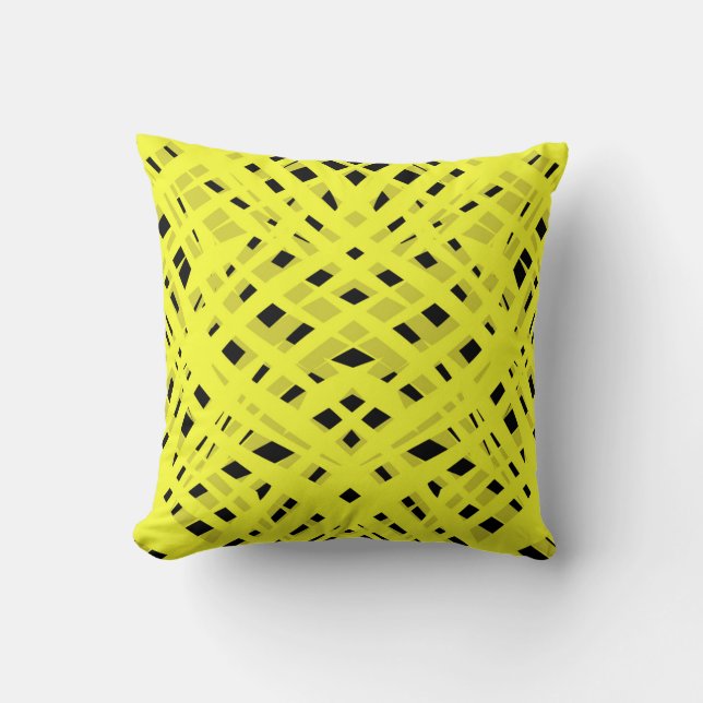 Almofada Neon, abstrato, preto, amarelo (Frente)