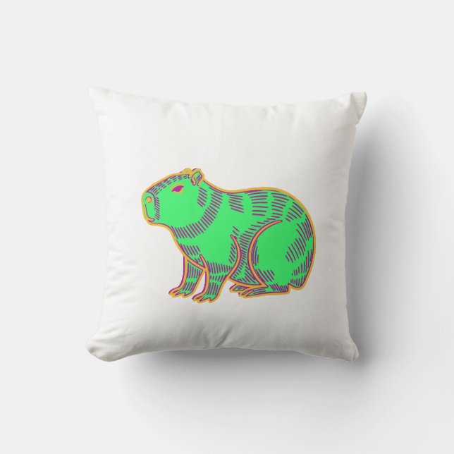 Almofada Neon Capybara – Cute Colorful Animal  (Frente)