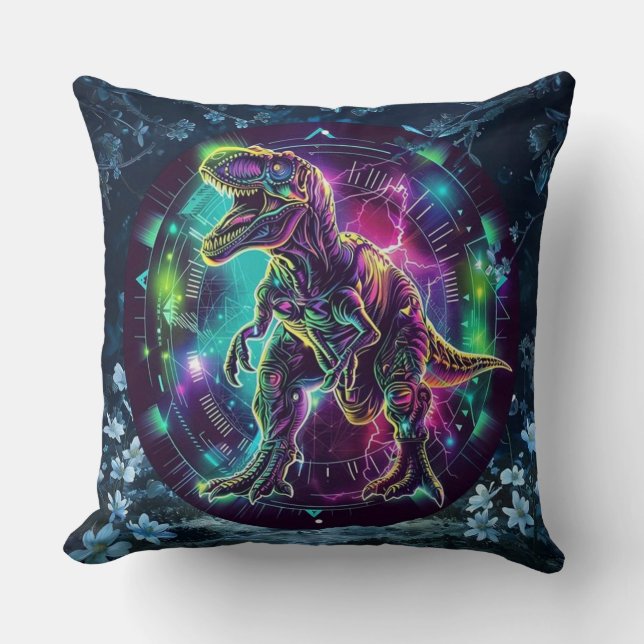 Almofada Neon Dinosaur Travesseiro decorativo (Frente)