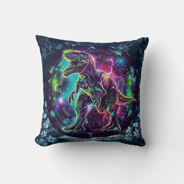 Almofada Neon Dinosaur Travesseiro decorativo (Frente)