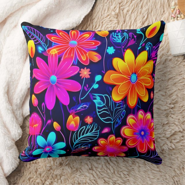 Almofada Neon Floral Fantasy (Cobertor)