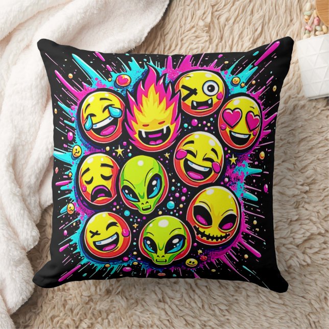 Almofada Neon Funky Emoji Mix (Cobertor)