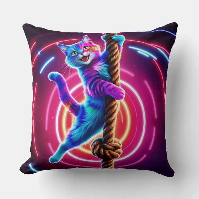 Almofada Neon Glow Hanging Cat (Frente)