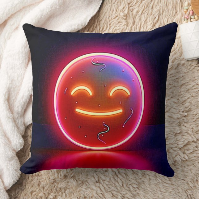 Almofada Neon Glow Happy Face Art (Cobertor)