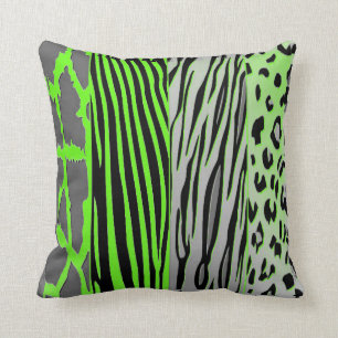 Almofada Neon Green Animal Print Travesseiro Para Uma Visão