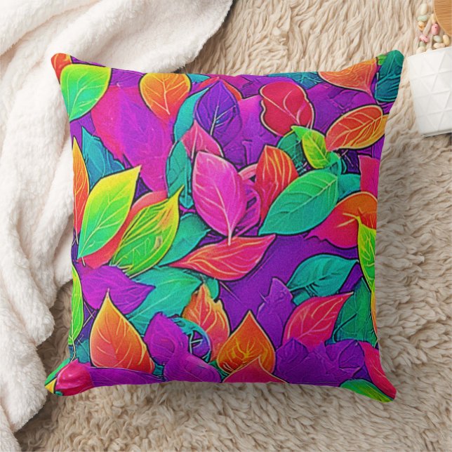 Almofada Neon Leaves: Fluxo de Cartoon (Cobertor)