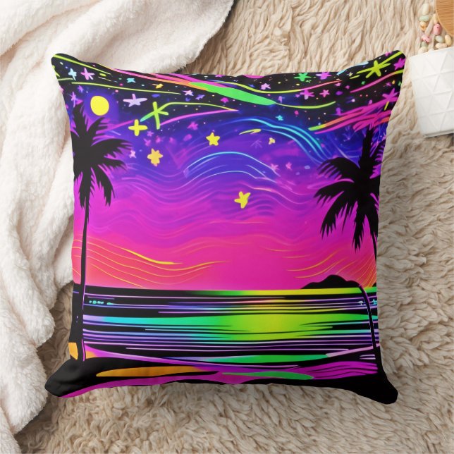 Almofada Neon Night Beachscape (Cobertor)