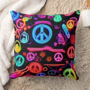 Almofada Neon Peace Symbol Padrões
