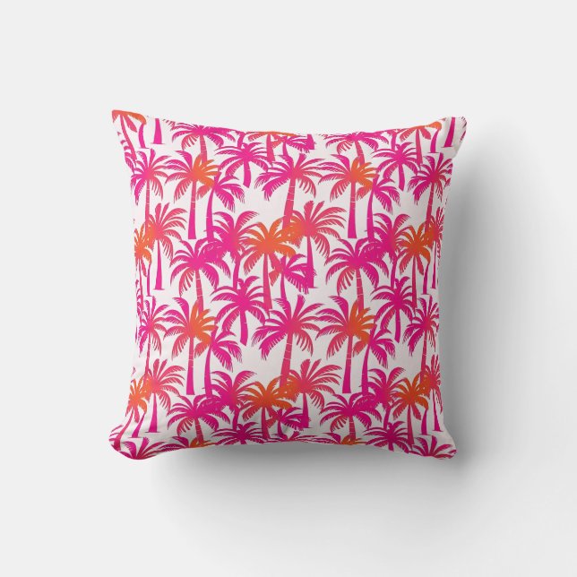 Almofada Neon Pink Orange Palm Tree Ibiza (Frente)