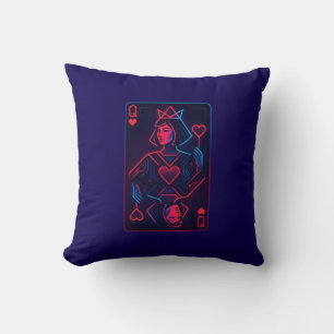 Almofada Neon Queen of Hearts — Onda Síntron Retro-Futurist