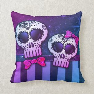 Almofada Neon Rainbow Day of the Dead Glitter Sugar Skulls