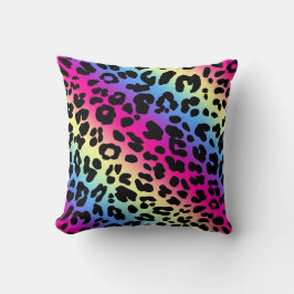 Almofada Neon Rainbow Leopard Pattern Impressão