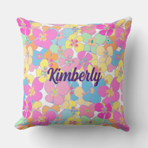 Almofada Neon Retro-Floral Personalizado Rosa