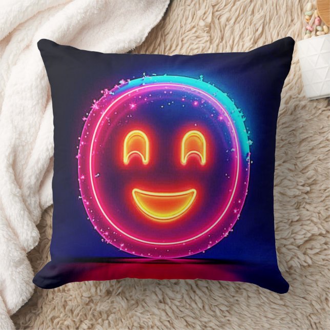 Almofada Neon Smile: Bright Happy Glow Design (Cobertor)