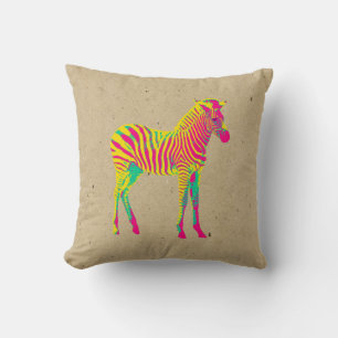 Almofada Neon Zebra Baby Animal Psicodélico Retro