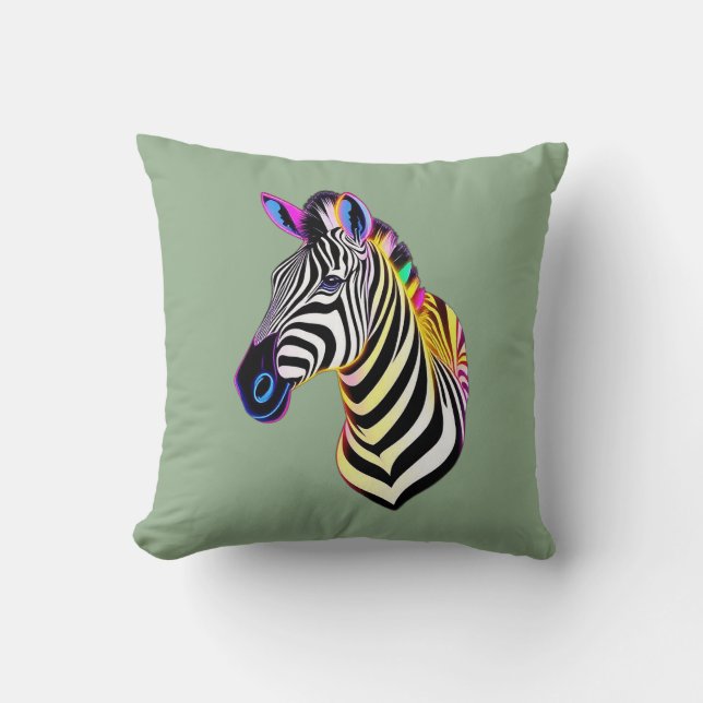 Almofada Neon Zebra brilhante (Frente)