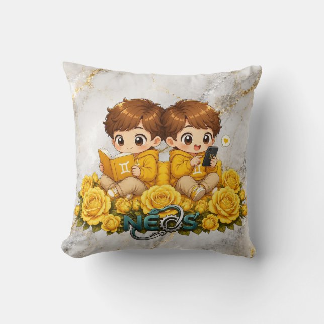 Almofada Neos Kawaii Zodíaco Gêmeos (Frente)