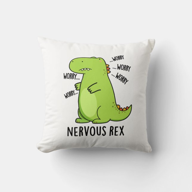 Almofada Nervoso Rex Funny Dinossaur TRex Pun (Frente)