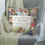 Almofada Netos tornam a vida a grande 8 fotos personalizada<br><div class="desc">Adicione todos os nomes de netos a este travesseiro de fotos personalizado. "Netos fazem a vida grandiosa" é escrita em letra casual, escrita à mão e com letra magra. O modelo de foto está pronto para você adicionar os nomes dos netos e 8 das suas fotos favoritas, que são exibidas...</div>