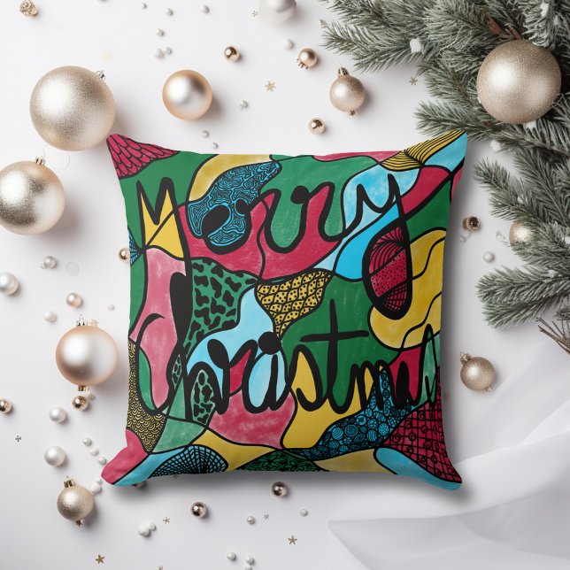 ALMOFADA NEUROGRÁFICO E LINHA PRETA DO NATAL DE MERRÍCULA (Criador carregado)