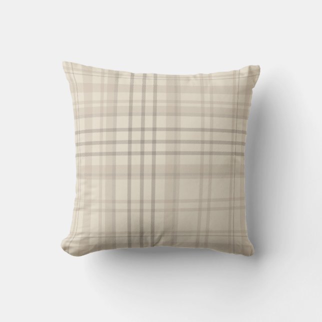 Almofada Neutral Beige Plaid (Frente)