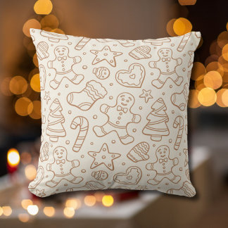 Almofada Neutral Boho Christmas Gingerbread Man Beige