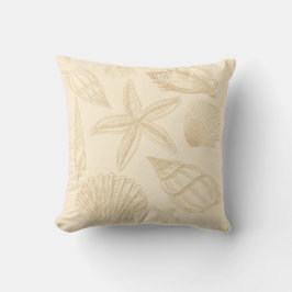 Almofada Neutral Tan Beige Seashell Shells Beach House