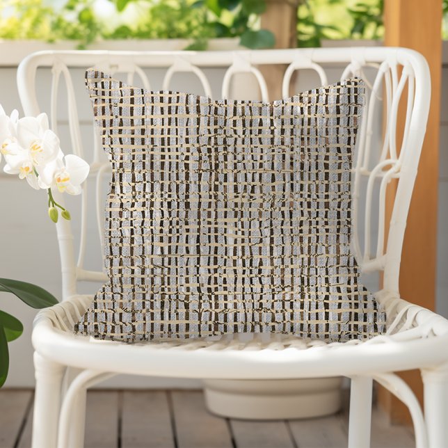 Almofada Neutral Woven Look Pattern Faux Linen Gray Brown (Criador carregado)