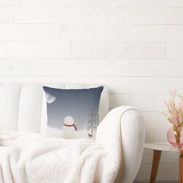 Almofada Neve de Natal com estrela de ouro (Sofá)